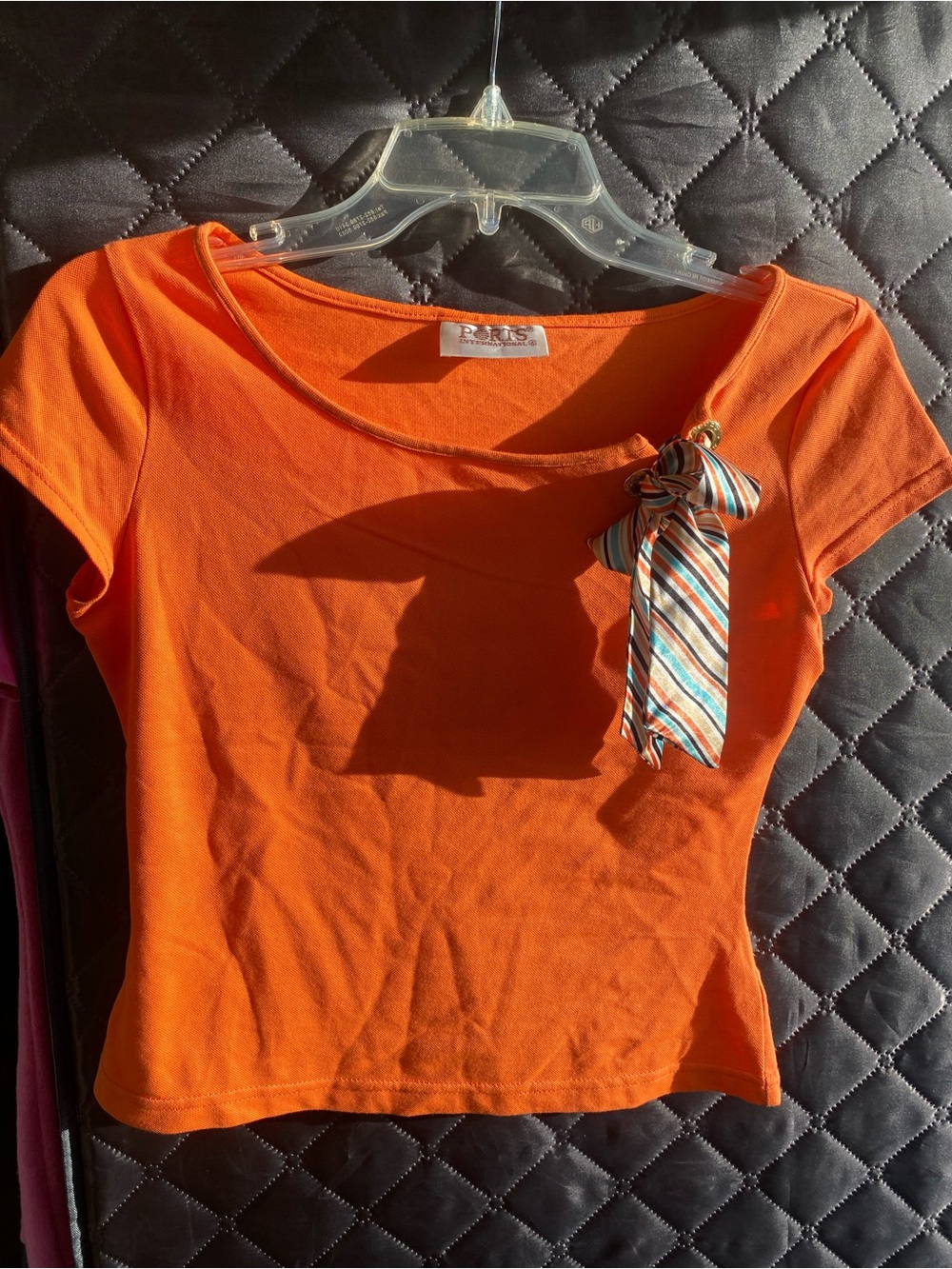 vintage y2k Ports International vibrant orange knit baby tee